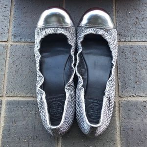 Tory Burch Ann-Marie flats, pewter, 5.5